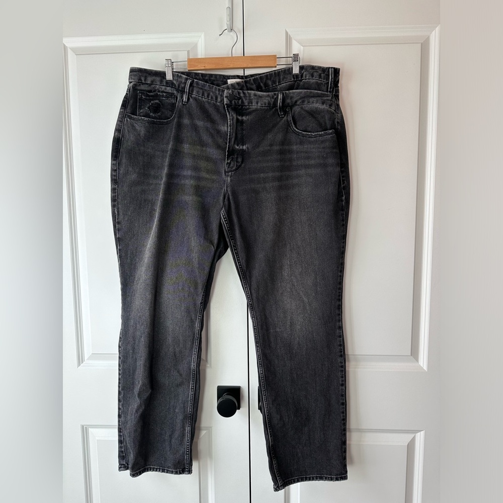 Good American Jeans Plus Size 90s Straight Crossover High Waist Black (Size 20)
